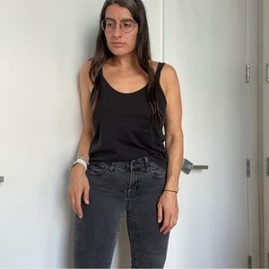 Madewell Alley Straight Jeans Dark Grey Raw Hem 26